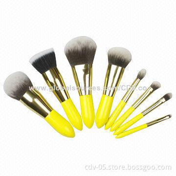 8-piece mini makeup brushes, made of wooden handle and aluminum ferrule, double-color synthetic hair